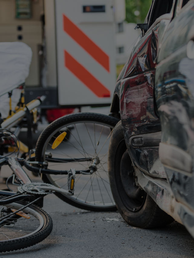 Traffic accident between a car and a bicycle