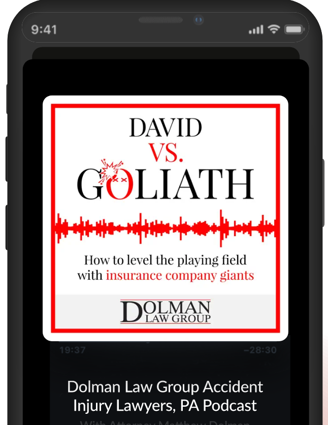 David Vs. Goliath Podcast Playing On Phone