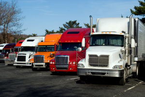 Truck trailers on rest area along american Interstate 95