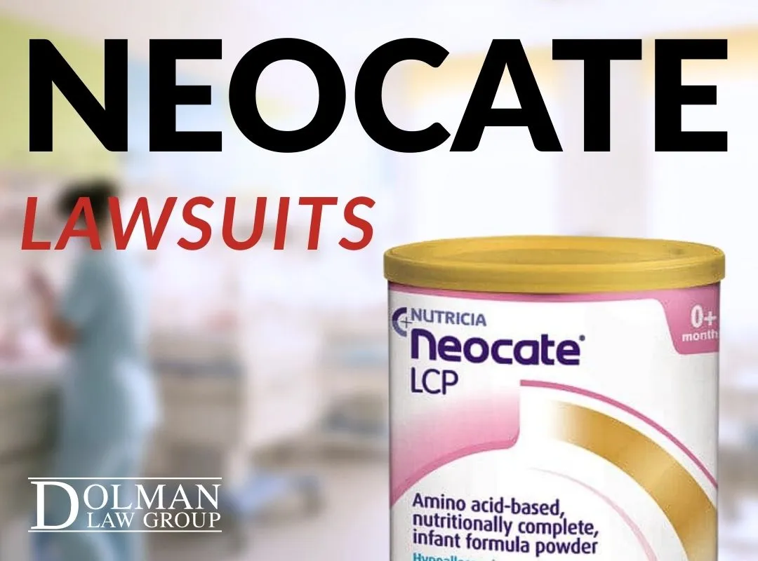 A close-up of a prescription infant formula container, representing the specialized medical food at the center of the Neocate lawsuit regarding phosphorus malabsorption and bone injuries.