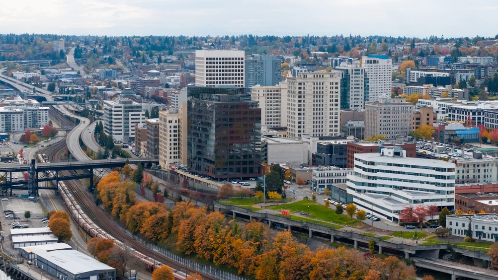 View of Tacoma Washington with roads and infastructure