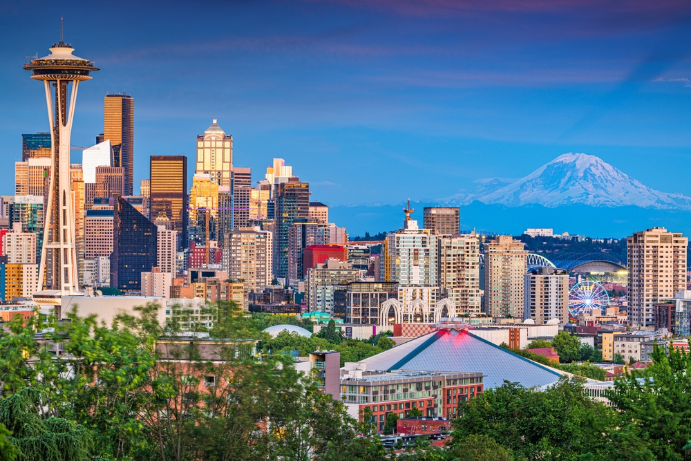 Wide view of Seattle Washington