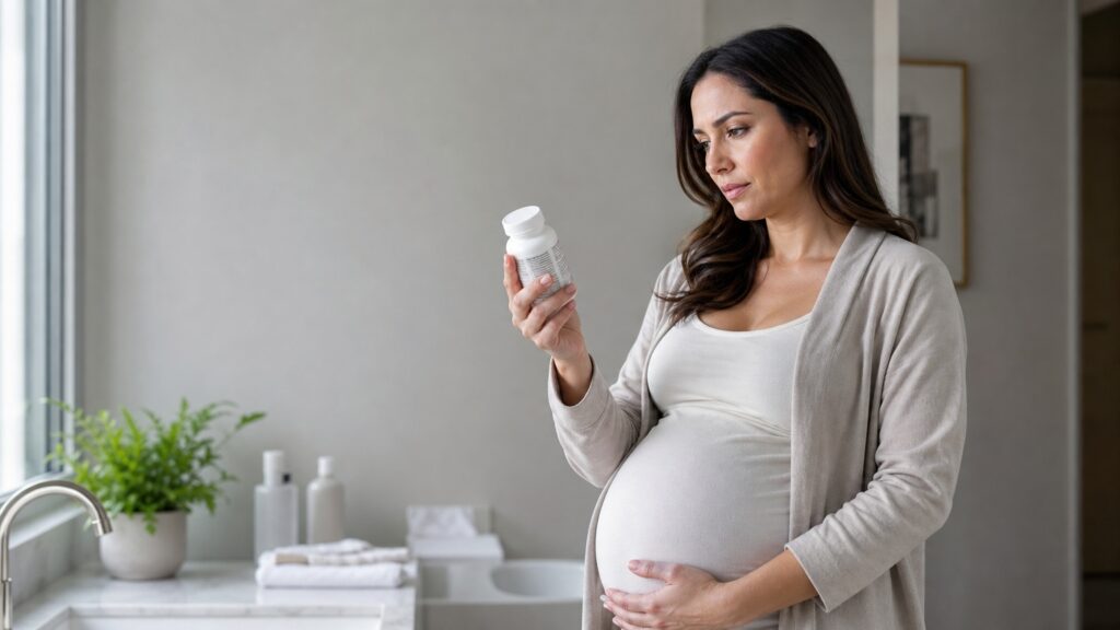 Pregnant woman reading the acetaminophen bottle - Tylenol Autism Lawsuit - Tylenol ADHD Lawsuit - Dolman Law Group