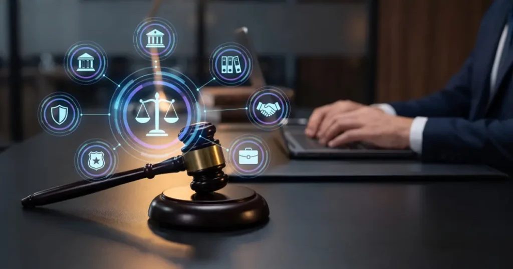 attorney-reviewing case files on computer