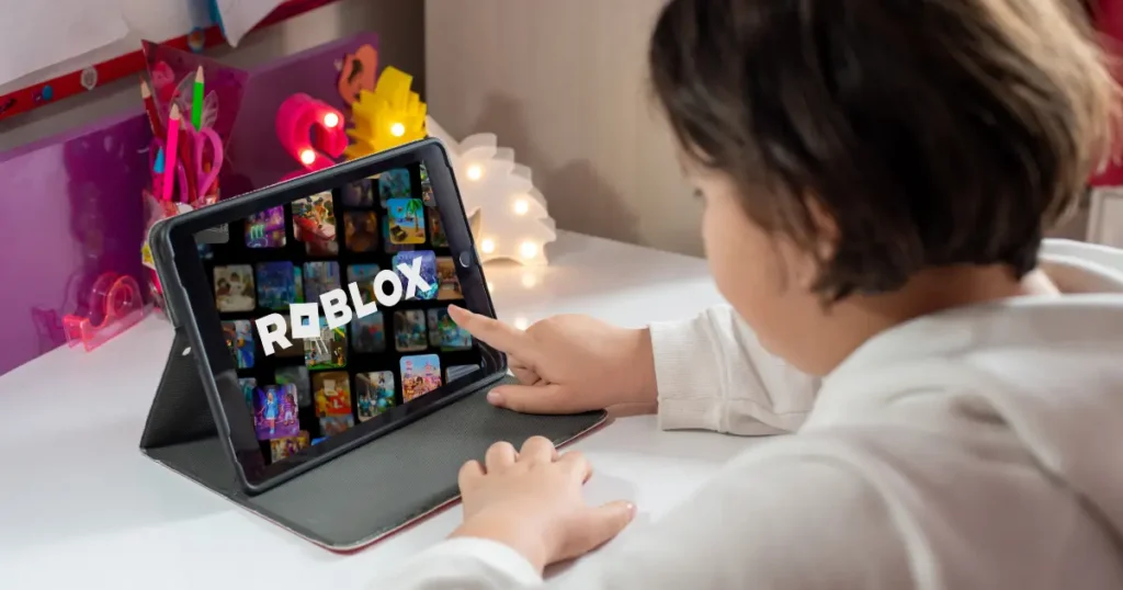 child entering Roblox app