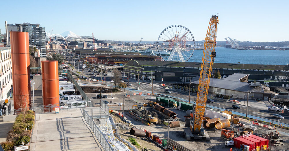Seattle construction site on waterfront